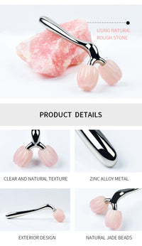Rose Quartz Jade Roller Facial Massager 3D Massage Face Roller Face-lift Skin Care Tool Thin Face Chin Neck Body Wrinkle Remover