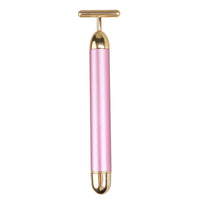 T-Shape Facial Massager Vibrating Beauty Bar 24K Electric Face Slimming Rod Golden Stick Tightening Skin Electric Massage Roller