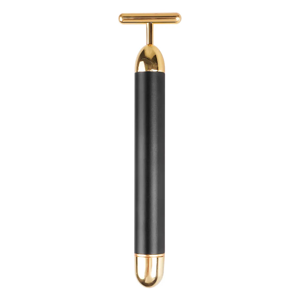 T-Shape Facial Massager Vibrating Beauty Bar 24K Electric Face Slimming Rod Golden Stick Tightening Skin Electric Massage Roller