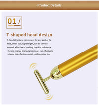 T-Shape Facial Massager Vibrating Beauty Bar 24K Electric Face Slimming Rod Golden Stick Tightening Skin Electric Massage Roller