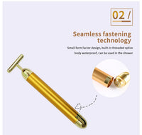 T-Shape Facial Massager Vibrating Beauty Bar 24K Electric Face Slimming Rod Golden Stick Tightening Skin Electric Massage Roller